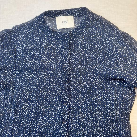 JUST Female Zoe Midi Dress Navy Floral Women's Small Peasant Scandi Boho Indie - Picture 6 of 16